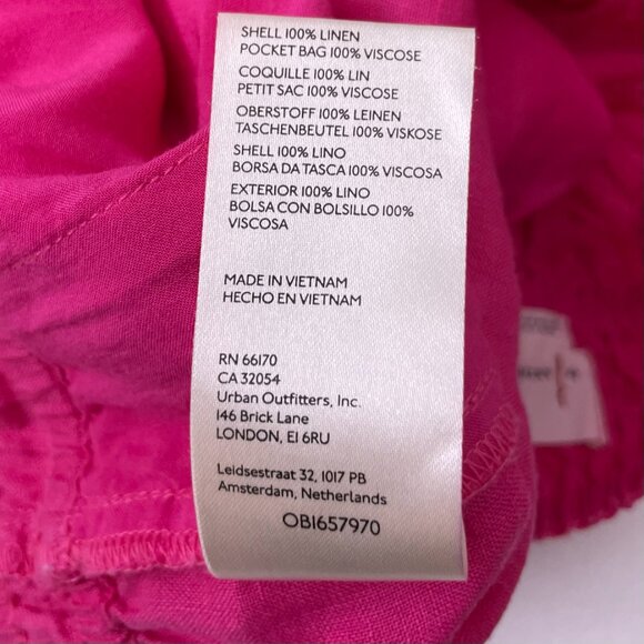 *By Anthropologie Pant The Somerset Linen Pull-On Fuchsia Size XS - Picture 4 of 12
